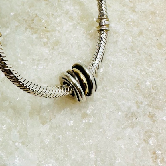 EUC Pandora 790153 Sterling Silver & 14k Yellow Gold Ring Cluster Charm - Picture 4 of 17